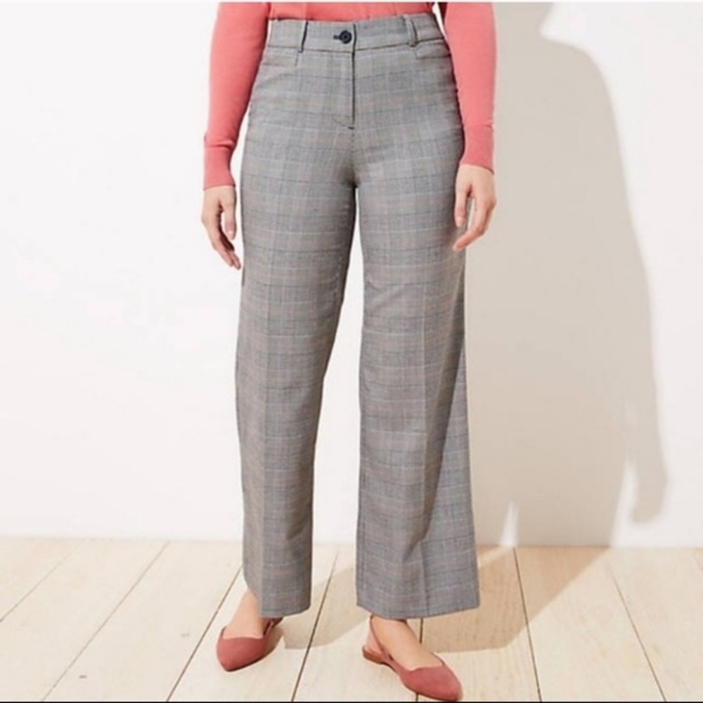 LOFT High Waist Houndstooth Trouser
